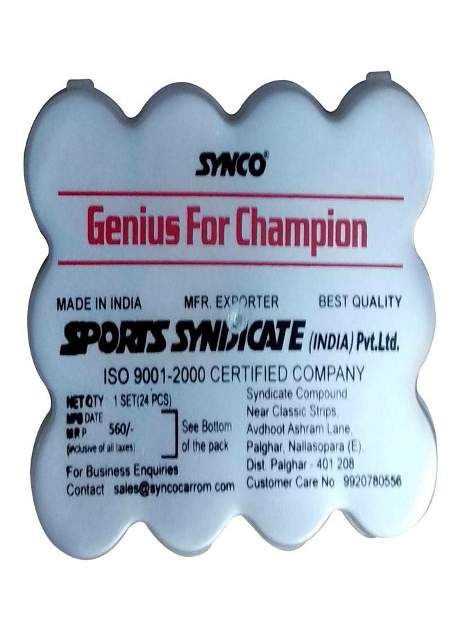 Synco Professional Wooden Carrom Coins Set | 24 Carrom Board Coins in Special Case (Genius for Champion) - Image 2